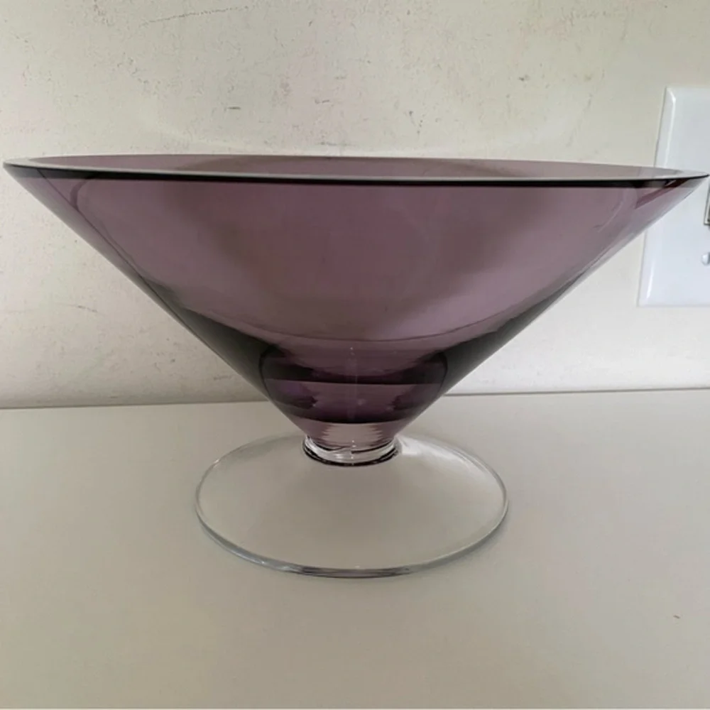 Crate&Barrel Purple Crystal Glass Footed Candy Dish Home Decor Accent NW…